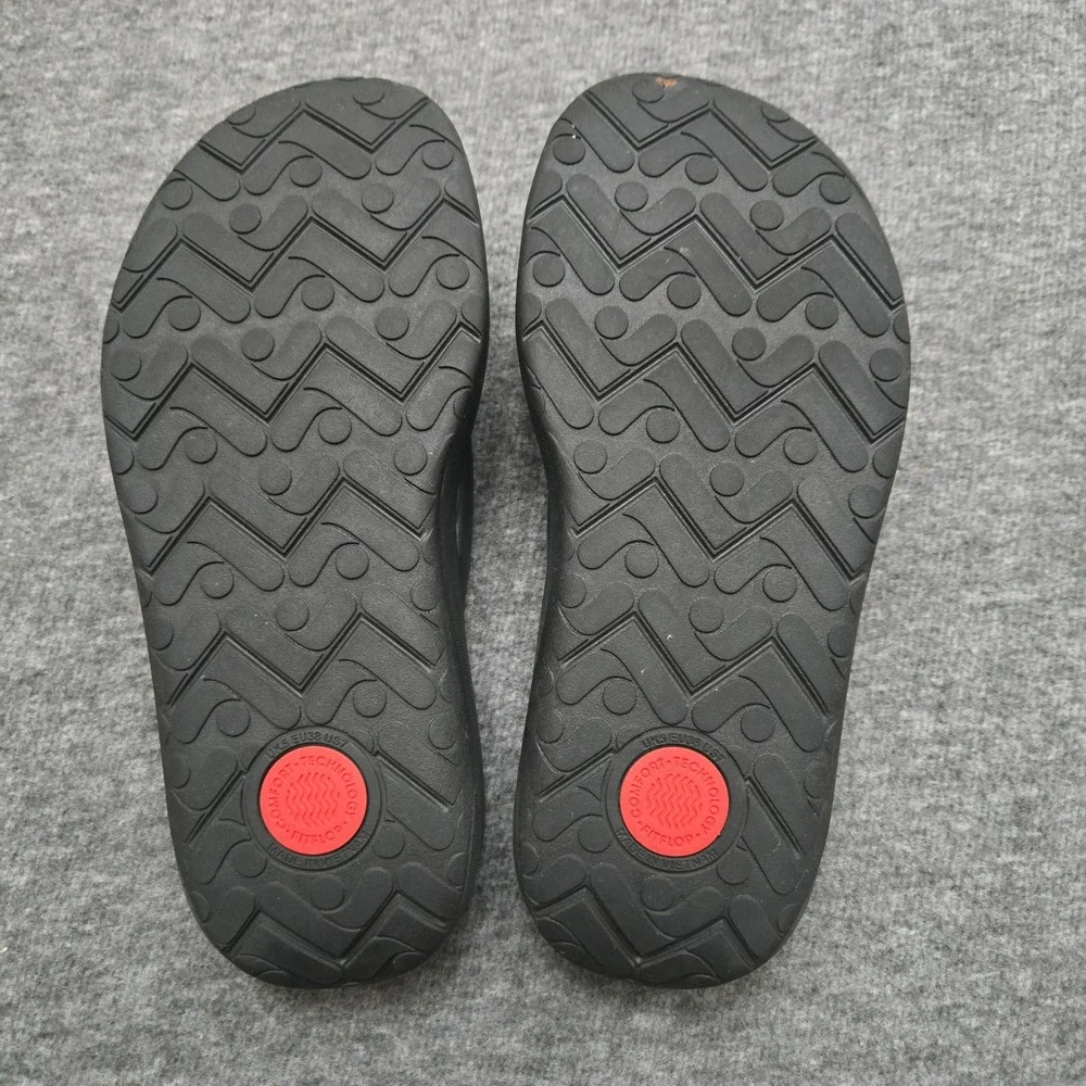 FitFlop Iqushion Flip Flop Thongs Women Size 7 Black Ergonomic Comfort Walking